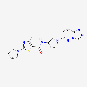 molecular formula C18H18N8OS B2848433 4-methyl-2-(1H-pyrrol-1-yl)-N-(1-{[1,2,4]triazolo[4,3-b]pyridazin-6-yl}pyrrolidin-3-yl)-1,3-thiazole-5-carboxamide CAS No. 2034391-21-2