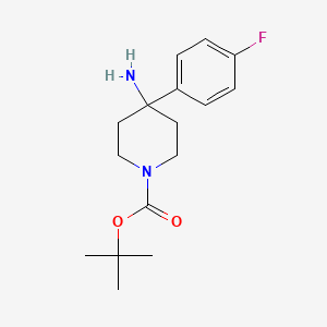 molecular formula C16H23FN2O2 B2848435 Tert-butyl 4-amino-4-(4-fluorophenyl)piperidine-1-carboxylate CAS No. 1198286-42-8
