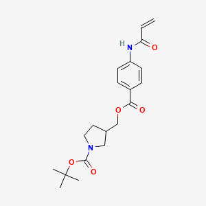 molecular formula C20H26N2O5 B2848448 Tert-butyl 3-[[4-(prop-2-enoylamino)benzoyl]oxymethyl]pyrrolidine-1-carboxylate CAS No. 2361736-68-5