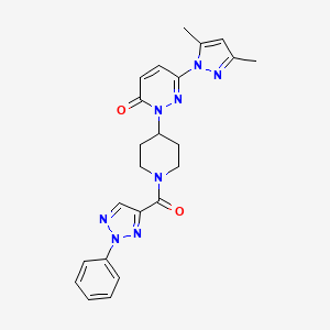 molecular formula C23H24N8O2 B2848465 6-(3,5-dimethyl-1H-pyrazol-1-yl)-2-[1-(2-phenyl-2H-1,2,3-triazole-4-carbonyl)piperidin-4-yl]-2,3-dihydropyridazin-3-one CAS No. 2379975-83-2