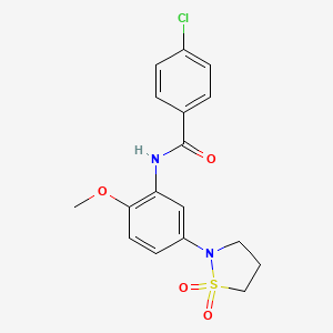 molecular formula C17H17ClN2O4S B2848467 4-chloro-N-(5-(1,1-dioxidoisothiazolidin-2-yl)-2-methoxyphenyl)benzamide CAS No. 946344-05-4