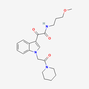 molecular formula C21H27N3O4 B2848476 N-(3-methoxypropyl)-2-oxo-2-[1-(2-oxo-2-piperidin-1-ylethyl)indol-3-yl]acetamide CAS No. 872861-03-5