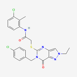 molecular formula C23H21Cl2N5O2S B2848480 N-(3-chloro-2-methylphenyl)-2-({6-[(4-chlorophenyl)methyl]-2-ethyl-7-oxo-2H,6H,7H-pyrazolo[4,3-d]pyrimidin-5-yl}sulfanyl)acetamide CAS No. 892305-36-1