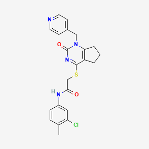 molecular formula C22H21ClN4O2S B2848489 N-(3-chloro-4-methylphenyl)-2-({2-oxo-1-[(pyridin-4-yl)methyl]-1H,2H,5H,6H,7H-cyclopenta[d]pyrimidin-4-yl}sulfanyl)acetamide CAS No. 946373-96-2