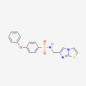 molecular formula C18H15N3O3S2 B2848493 N-({imidazo[2,1-b][1,3]thiazol-6-yl}methyl)-4-phenoxybenzene-1-sulfonamide CAS No. 852453-47-5