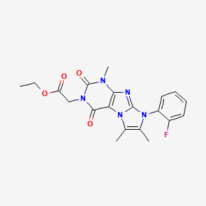 molecular formula C20H20FN5O4 B2848504 ethyl 2-[8-(2-fluorophenyl)-1,6,7-trimethyl-2,4-dioxo-1H,2H,3H,4H,8H-imidazo[1,2-g]purin-3-yl]acetate CAS No. 878733-94-9