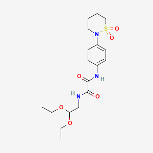 molecular formula C18H27N3O6S B2848507 N-(2,2-diethoxyethyl)-N'-[4-(1,1-dioxo-1lambda6,2-thiazinan-2-yl)phenyl]ethanediamide CAS No. 899748-43-7