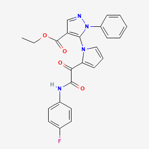 molecular formula C24H19FN4O4 B2848520 ethyl 5-{2-[2-(4-fluoroanilino)-2-oxoacetyl]-1H-pyrrol-1-yl}-1-phenyl-1H-pyrazole-4-carboxylate CAS No. 477709-27-6