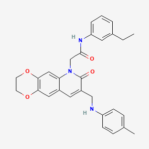 molecular formula C29H29N3O4 B2848537 N-(3-ethylphenyl)-2-(8-{[(4-methylphenyl)amino]methyl}-7-oxo-2H,3H,6H,7H-[1,4]dioxino[2,3-g]quinolin-6-yl)acetamide CAS No. 932308-80-0
