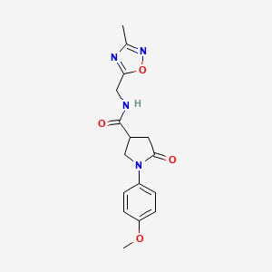 molecular formula C16H18N4O4 B2848558 1-(4-methoxyphenyl)-N-[(3-methyl-1,2,4-oxadiazol-5-yl)methyl]-5-oxopyrrolidine-3-carboxamide CAS No. 1235256-60-6