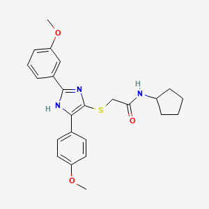 molecular formula C24H27N3O3S B2848560 N-CYCLOPENTYL-2-{[2-(3-METHOXYPHENYL)-5-(4-METHOXYPHENYL)-1H-IMIDAZOL-4-YL]SULFANYL}ACETAMIDE CAS No. 901258-30-8