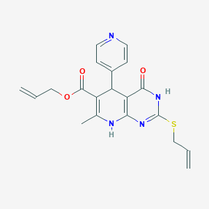 molecular formula C20H20N4O3S B2848561 Prop-2-en-1-yl 7-methyl-4-oxo-2-(prop-2-en-1-ylsulfanyl)-5-(pyridin-4-yl)-3,4,5,8-tetrahydropyrido[2,3-d]pyrimidine-6-carboxylate CAS No. 892259-36-8