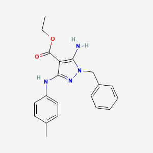 molecular formula C20H22N4O2 B2848584 ethyl 5-amino-1-benzyl-3-(p-tolylamino)-1H-pyrazole-4-carboxylate CAS No. 2034377-15-4