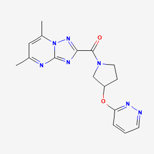 (5,7-Dimethyl-[1,2,4]triazolo[1,5-a]pyrimidin-2-yl)(3-(pyridazin-3-yloxy)pyrrolidin-1-yl)methanone