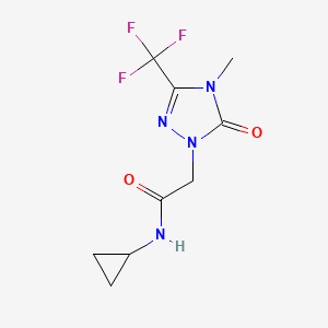 molecular formula C9H11F3N4O2 B2848610 N-cyclopropyl-2-[4-methyl-5-oxo-3-(trifluoromethyl)-4,5-dihydro-1H-1,2,4-triazol-1-yl]acetamide CAS No. 1421458-33-4