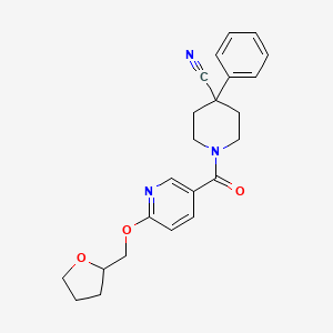 4-Phenyl-1-(6-((tetrahydrofuran-2-yl)methoxy)nicotinoyl)piperidine-4-carbonitrile