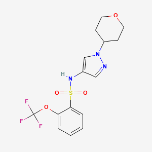 molecular formula C15H16F3N3O4S B2848615 N-[1-(oxan-4-yl)-1H-pyrazol-4-yl]-2-(trifluoromethoxy)benzene-1-sulfonamide CAS No. 1797867-68-5