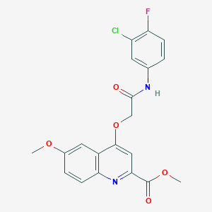 molecular formula C20H16ClFN2O5 B2848621 Methyl 4-{[(3-chloro-4-fluorophenyl)carbamoyl]methoxy}-6-methoxyquinoline-2-carboxylate CAS No. 1359395-79-1