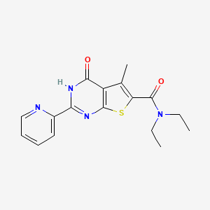 molecular formula C17H18N4O2S B2848648 N,N-diethyl-5-methyl-4-oxo-2-(pyridin-2-yl)-3,4-dihydrothieno[2,3-d]pyrimidine-6-carboxamide CAS No. 745035-26-1