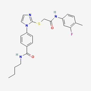 molecular formula C23H25FN4O2S B2848660 N-butyl-4-[2-({[(3-fluoro-4-methylphenyl)carbamoyl]methyl}sulfanyl)-1H-imidazol-1-yl]benzamide CAS No. 1207039-96-0