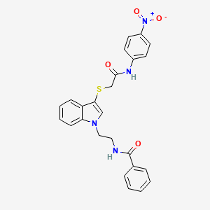 N-[2-[3-[2-(4-nitroanilino)-2-oxoethyl]sulfanylindol-1-yl]ethyl]benzamide