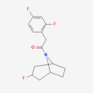 molecular formula C15H16F3NO B2848693 2-(2,4-Difluorophenyl)-1-(3-fluoro-8-azabicyclo[3.2.1]octan-8-yl)ethanone CAS No. 2310158-12-2