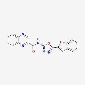 molecular formula C19H11N5O3 B2848711 N-[5-(1-benzofuran-2-yl)-1,3,4-oxadiazol-2-yl]quinoxaline-2-carboxamide CAS No. 1251576-87-0