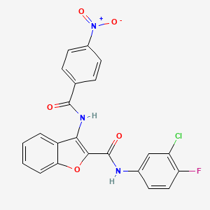 molecular formula C22H13ClFN3O5 B2848739 N-(3-chloro-4-fluorophenyl)-3-(4-nitrobenzamido)-1-benzofuran-2-carboxamide CAS No. 888466-26-0