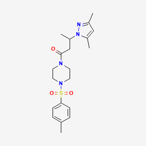 molecular formula C20H28N4O3S B2848744 3-(3,5-dimethyl-1H-pyrazol-1-yl)-1-(4-tosylpiperazin-1-yl)butan-1-one CAS No. 1015845-34-7