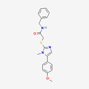 molecular formula C20H21N3O2S B2848750 N-benzyl-2-{[5-(4-methoxyphenyl)-1-methyl-1H-imidazol-2-yl]sulfanyl}acetamide CAS No. 484681-60-9