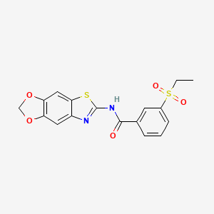 molecular formula C17H14N2O5S2 B2848766 N-{4,6-dioxa-10-thia-12-azatricyclo[7.3.0.0^{3,7}]dodeca-1(9),2,7,11-tetraen-11-yl}-3-(ethanesulfonyl)benzamide CAS No. 886926-38-1