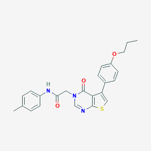 molecular formula C24H23N3O3S B284878 N-(4-methylphenyl)-2-[4-oxo-5-(4-propoxyphenyl)thieno[2,3-d]pyrimidin-3-yl]acetamide 