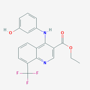 molecular formula C19H15F3N2O3 B284881 Ethyl 4-[(3-hydroxyphenyl)amino]-8-(trifluoromethyl)quinoline-3-carboxylate 