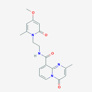 molecular formula C19H20N4O4 B2848836 N-[2-(4-methoxy-6-methyl-2-oxo-1,2-dihydropyridin-1-yl)ethyl]-2-methyl-4-oxo-4H-pyrido[1,2-a]pyrimidine-9-carboxamide CAS No. 2320861-88-7