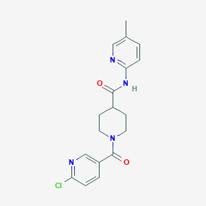 molecular formula C18H19ClN4O2 B2848844 1-(6-chloropyridine-3-carbonyl)-N-(5-methylpyridin-2-yl)piperidine-4-carboxamide CAS No. 1197530-53-2