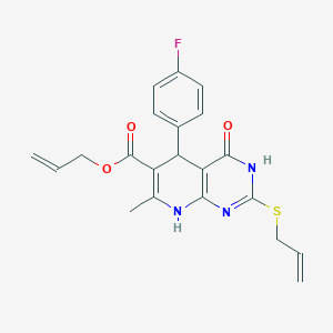 molecular formula C21H20FN3O3S B2848861 Allyl 2-(allylthio)-5-(4-fluorophenyl)-7-methyl-4-oxo-3,4,5,8-tetrahydropyrido[2,3-d]pyrimidine-6-carboxylate CAS No. 923853-71-8