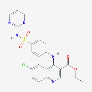 molecular formula C22H18ClN5O4S B284888 ETHYL 6-CHLORO-4-({4-[(PYRIMIDIN-2-YL)SULFAMOYL]PHENYL}AMINO)QUINOLINE-3-CARBOXYLATE 