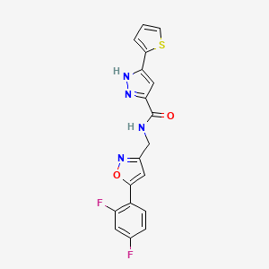N-((5-(2,4-difluorophenyl)isoxazol-3-yl)methyl)-3-(thiophen-2-yl)-1H-pyrazole-5-carboxamide