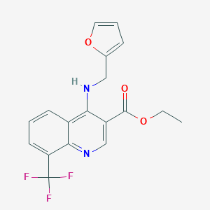 molecular formula C18H15F3N2O3 B284889 ETHYL 4-{[(FURAN-2-YL)METHYL]AMINO}-8-(TRIFLUOROMETHYL)QUINOLINE-3-CARBOXYLATE 