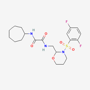 N1-cycloheptyl-N2-((3-((2,5-difluorophenyl)sulfonyl)-1,3-oxazinan-2-yl)methyl)oxalamide