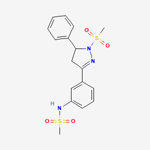 molecular formula C17H19N3O4S2 B2849022 N-[3-(1-methanesulfonyl-5-phenyl-4,5-dihydro-1H-pyrazol-3-yl)phenyl]methanesulfonamide CAS No. 851782-60-0