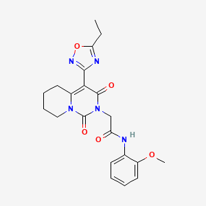 molecular formula C21H23N5O5 B2849030 2-[4-(5-ethyl-1,2,4-oxadiazol-3-yl)-1,3-dioxo-1H,2H,3H,5H,6H,7H,8H-pyrido[1,2-c]pyrimidin-2-yl]-N-(2-methoxyphenyl)acetamide CAS No. 1775541-81-5