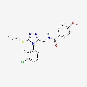molecular formula C21H23ClN4O2S B2849051 N-((4-(3-chloro-2-methylphenyl)-5-(propylthio)-4H-1,2,4-triazol-3-yl)methyl)-4-methoxybenzamide CAS No. 476433-33-7
