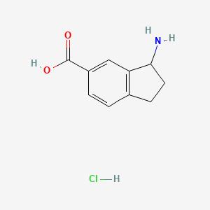 molecular formula C10H12ClNO2 B2849062 3-Aminoindane-5-carboxylic acid hydrochloride CAS No. 2445785-27-1