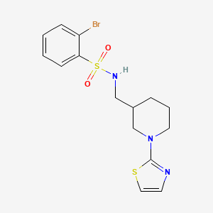 B2849094 2-bromo-N-((1-(thiazol-2-yl)piperidin-3-yl)methyl)benzenesulfonamide CAS No. 1705187-39-8