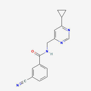 molecular formula C16H14N4O B2849118 3-cyano-N-[(6-cyclopropylpyrimidin-4-yl)methyl]benzamide CAS No. 2195879-27-5