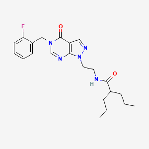 molecular formula C22H28FN5O2 B2849122 N-(2-(5-(2-fluorobenzyl)-4-oxo-4,5-dihydro-1H-pyrazolo[3,4-d]pyrimidin-1-yl)ethyl)-2-propylpentanamide CAS No. 922082-30-2