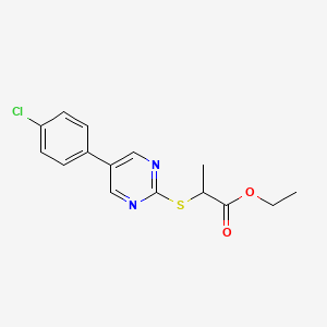 molecular formula C15H15ClN2O2S B2849138 Ethyl 2-{[5-(4-chlorophenyl)-2-pyrimidinyl]sulfanyl}propanoate CAS No. 344281-64-7
