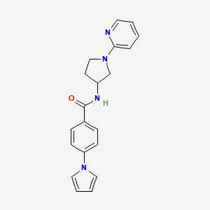 molecular formula C20H20N4O B2849228 N-(1-(pyridin-2-yl)pyrrolidin-3-yl)-4-(1H-pyrrol-1-yl)benzamide CAS No. 1798625-03-2