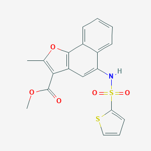 molecular formula C19H15NO5S2 B284923 METHYL 2-METHYL-5-(THIOPHENE-2-SULFONAMIDO)NAPHTHO[1,2-B]FURAN-3-CARBOXYLATE 
